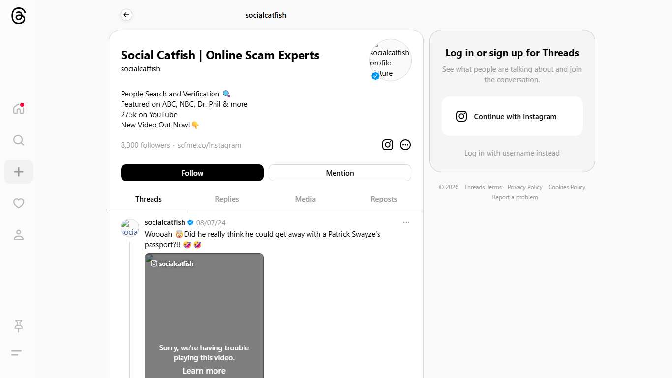 Social Catfish Online Scam Experts (@socialcatfish) • Threads, Say more
