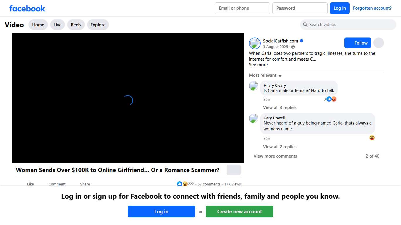 When Carla loses two partners to tragic illnesses, she turns to the internet for comfort and meets Cheryl, a woman who seems to offer the love and companionship she desperately needs. But after sending over $100,000 to her online girlfriend, Carla reached out to our team to uncover the truth. What we discovered was a stunning twist no one saw coming. Support us on PayPal! 🤲 https://streamelements.com/catfishedonline/tip • • ⁠ Catch the full Scamfish episode on Youtube! 👉 Unsure if they are telli